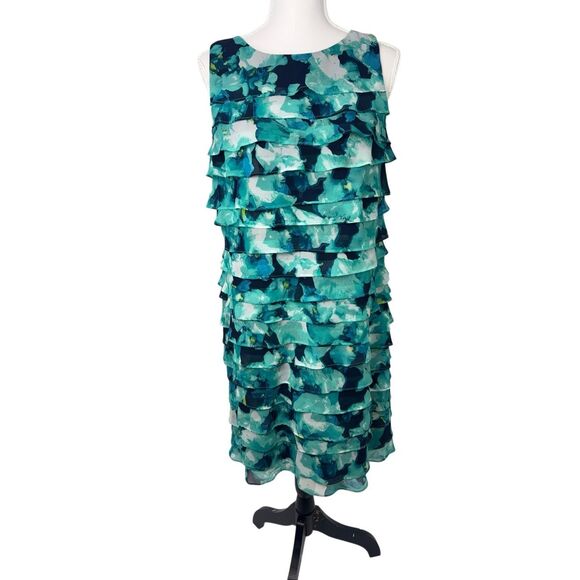 Jessica Howard Women’s Tiered Floral Sheath Dress Size 14P - Picture 1 of 16